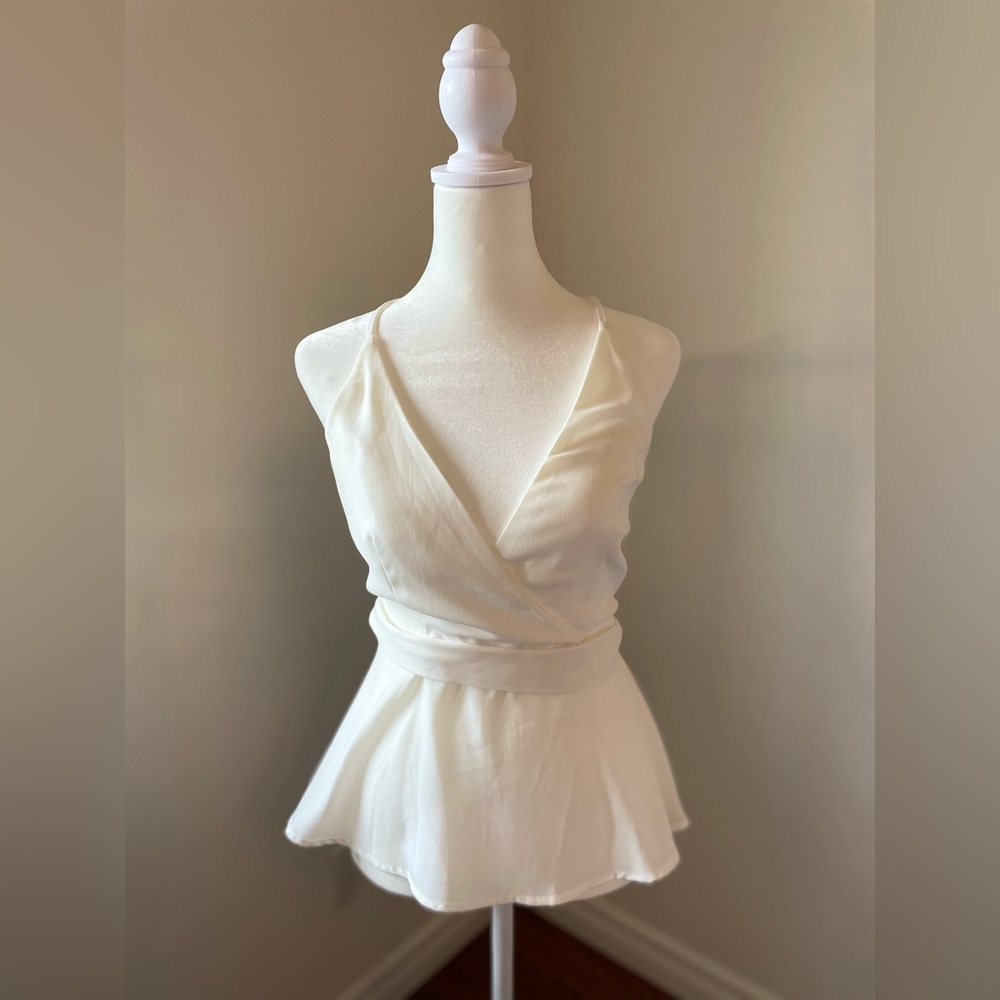 White Wrap Peplum Top